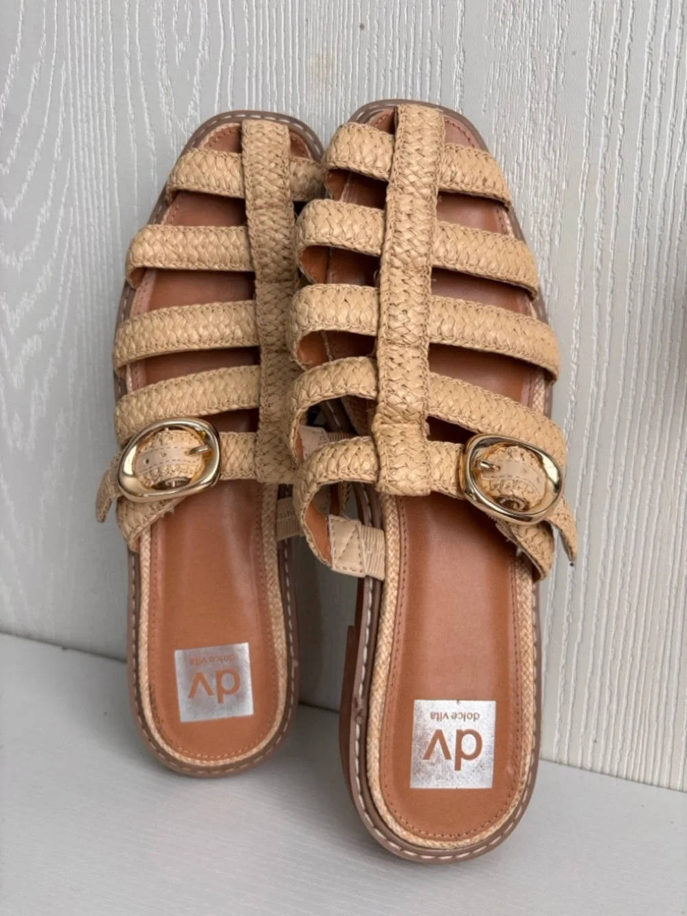 dv by Dolce Vita | Beige Woven Slide Sandals | Size 9.5 - Picture 1 of 6